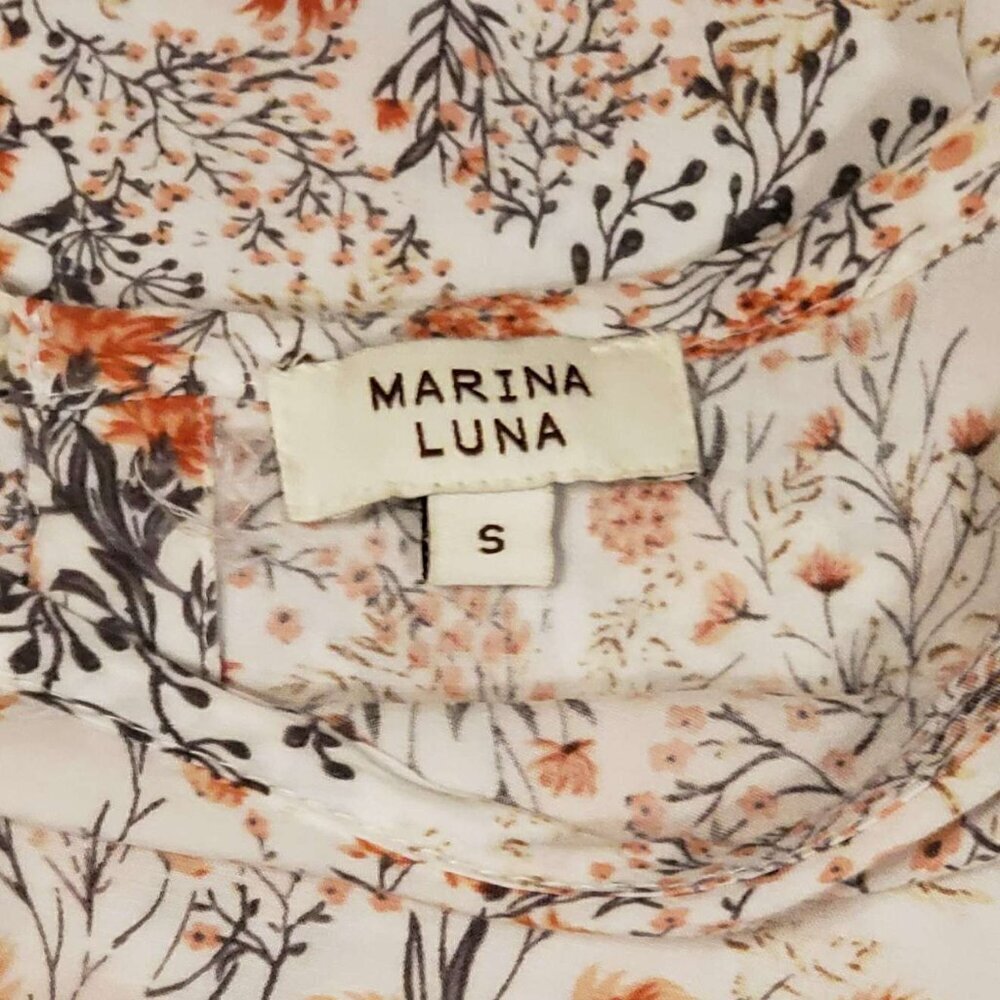 Marina Luna Womens Heritage Cottage Floral Print 100% Rayon Lightweight Blouse S - Picture 6 of 9